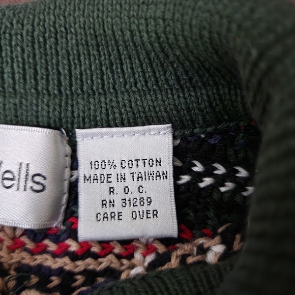 Vintage Baxter Wells 100% Cotton Plaid Cardigan Sweater Women's PL Petite Large - Picture 7 of 8